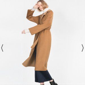 Zara Wool Mix Long Coat with Belt